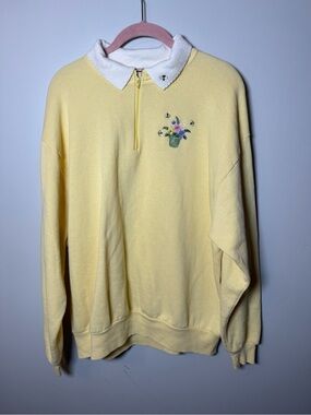 TOP STITCH | Vintage Cottagecore Bee Half Zip Sweatshirt P2P 22”